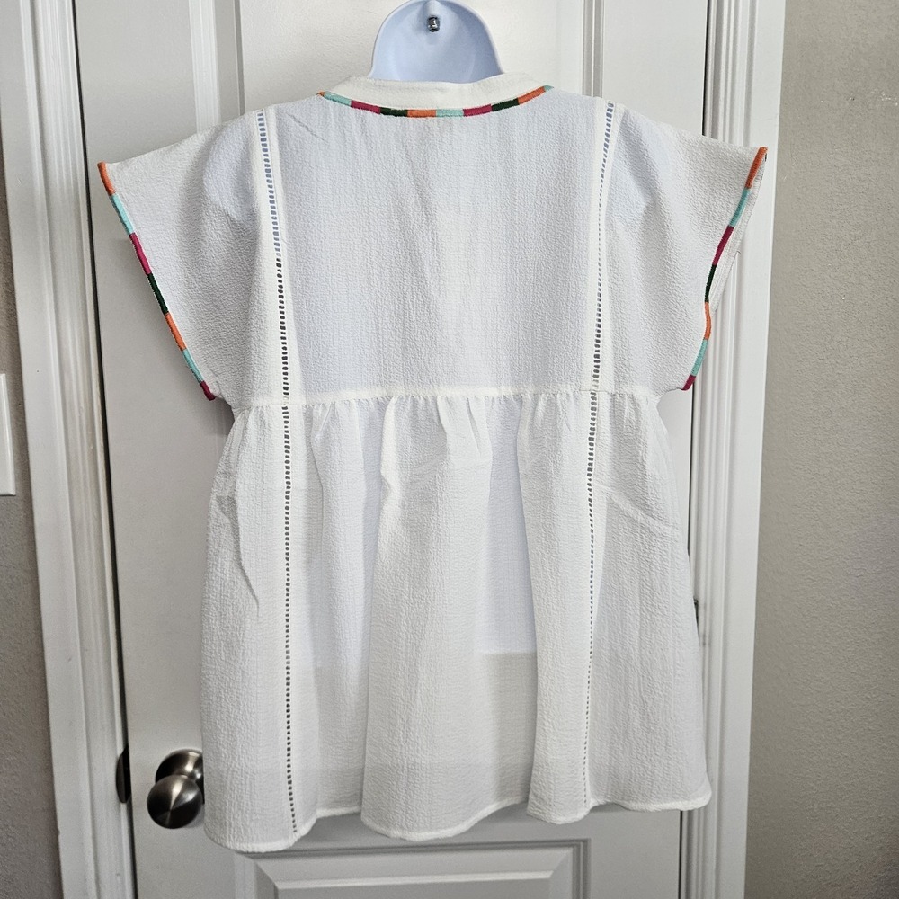 THML Floral Embroidered Tassel Tie Top Women's NWT Small - Picture 5 of 16